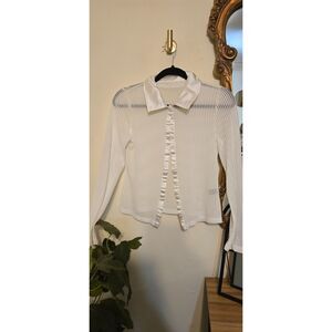 Shein Sheer Top, Satin Neck | Size L